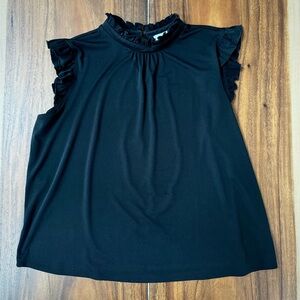 Sweet Rain Black Ruffle Mock-Neck Top